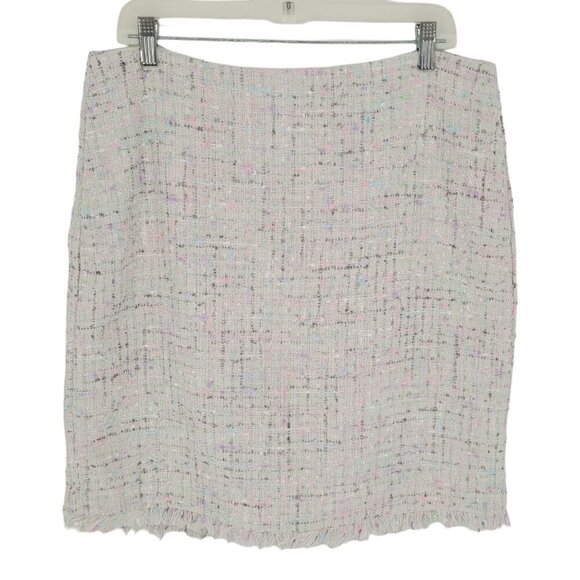 Elle womens 14 white pastel pink blue speckled knit tweed pencil mini skirt - Picture 1 of 9